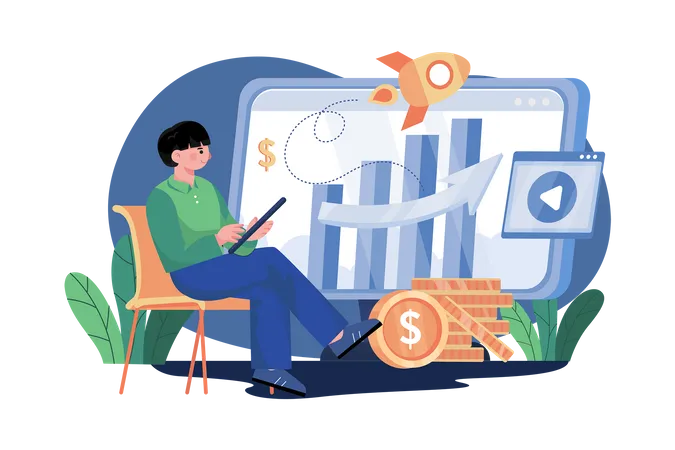 Generating Increased Revenue Illustration Concept On White Background イラスト