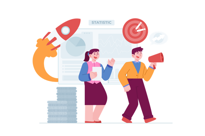 Startup marketing by team Illustration