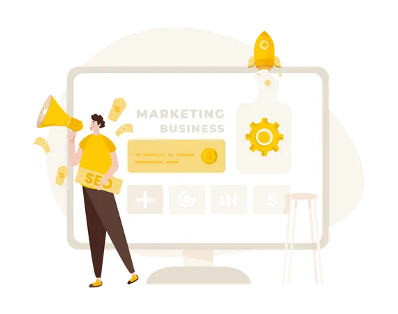 Startup marketing using SEO Illustration