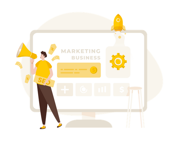 Startup marketing using SEO  Illustration