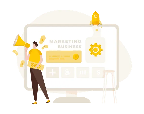 Startup marketing using SEO  Illustration