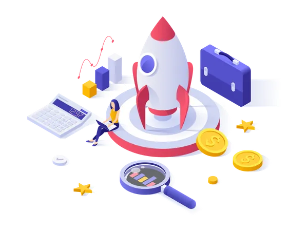 Startup project launch Illustration