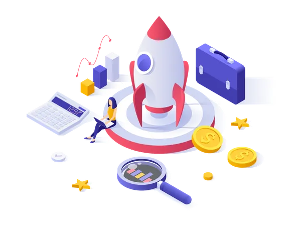 Startup project launch  Illustration