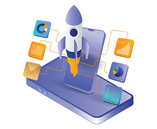 Startup Rocket Launch  Illustration
