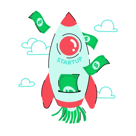 Startup Shred Money In Launch Illustration Illustration
