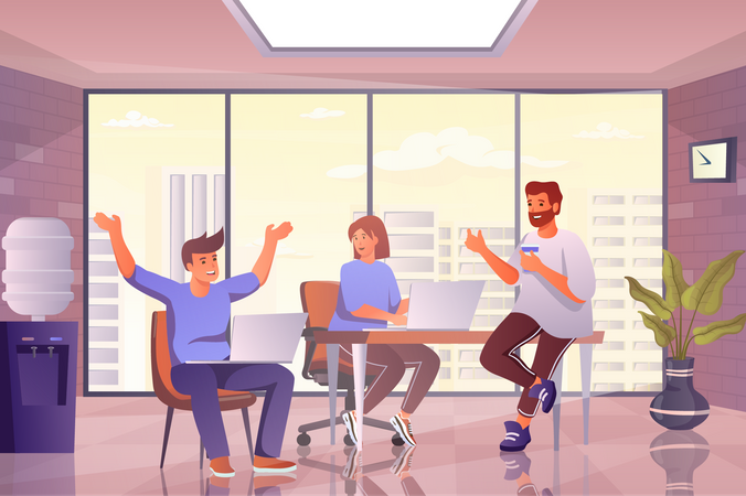 Startup team celebrating success Illustration