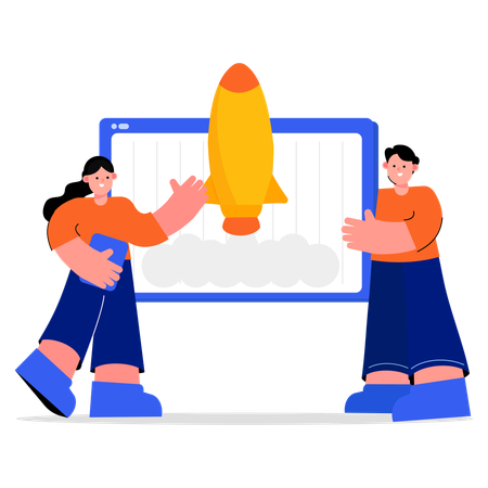 Startup team discussing  Illustration