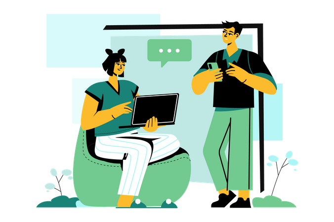 Startup-Team bei einer Diskussion  Illustration