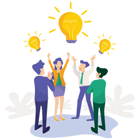 Startup team finding unique idea  Illustration