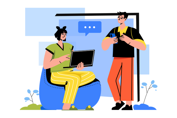 Startup team having a discussion  Illustration