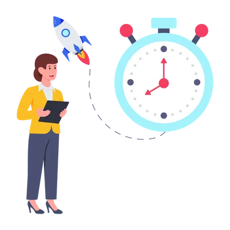 Flat Design Icon Of Startup Time Illustration