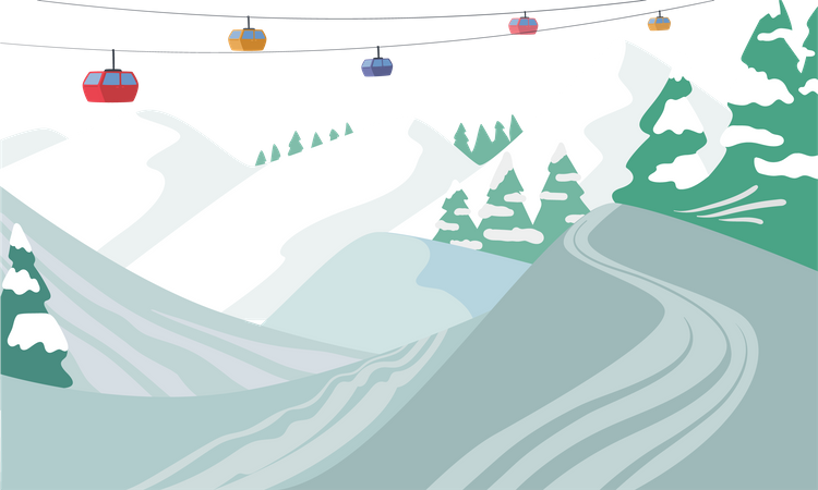Station de ski de montagne  Illustration
