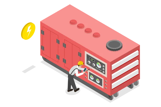 Stationary Industrial Power Generator  Illustration