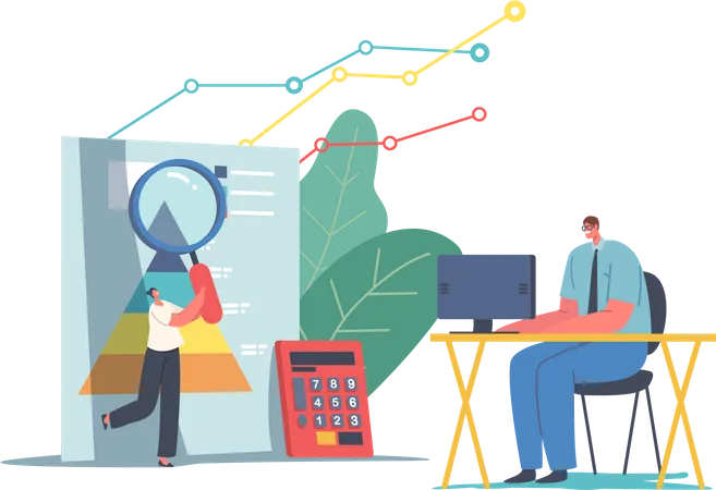 Statistical And Data Analysis For Business Finance Investment And Financial Monitoring Tiny Business Characters Working At Huge Graph Dashboard With Grow Diagrams Cartoon People Vector Illustration Illustration
