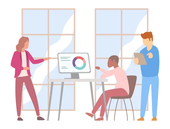 Statistical business report analysis by team  Illustration