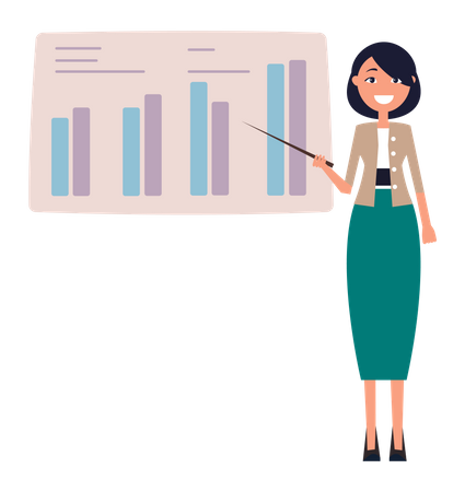 Statistical chart analysis by woman  Illustration