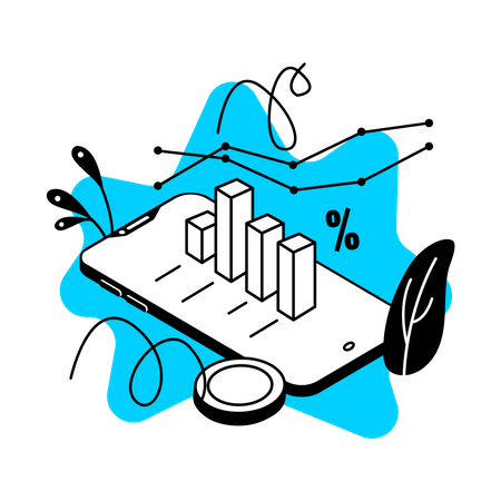 Statistical financial mobile app  Illustration