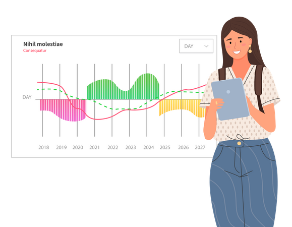 Statistical indicators and data on diagram Illustration