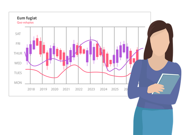 Statistical indicators and data on diagram by Woman Illustration