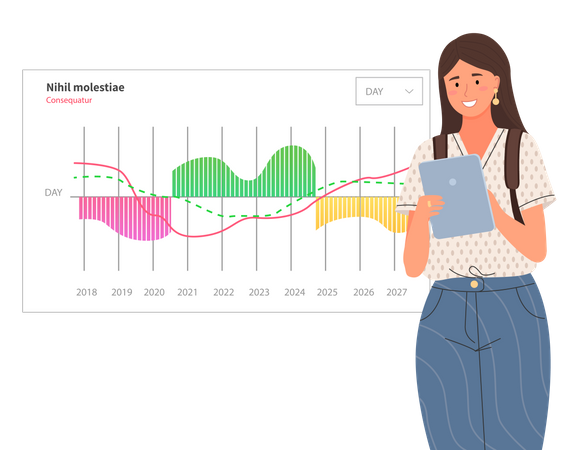 Statistical indicators and data on diagram  Illustration