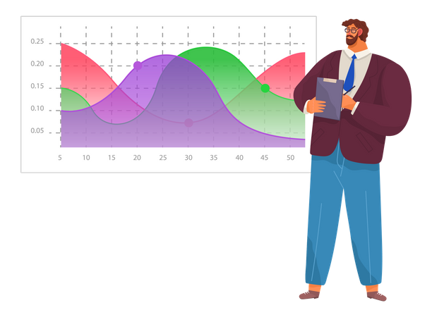 Statistical indicators and graphic information visualization Illustration