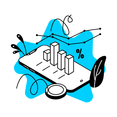 Statistische Finanz-App für Mobilgeräte  Illustration