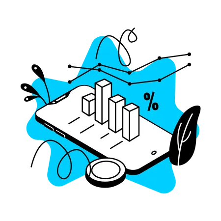 Statistische Finanz-App für Mobilgeräte  Illustration