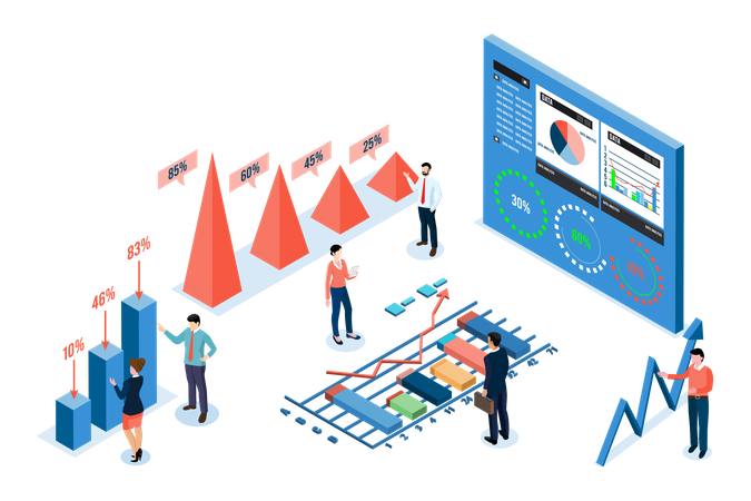 Statistische Datenanalyse durch Mitarbeiter  Illustration