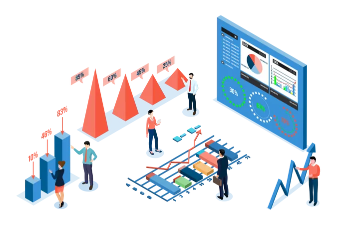 Statistische Datenanalyse durch Mitarbeiter  Illustration