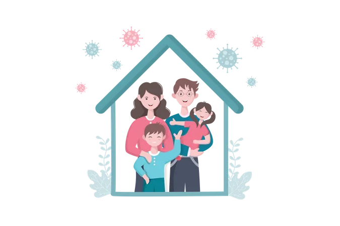 Stay At Home For Quarantine Or Self Isolation To Reduce The Risk Of Infection To Prevent Coronavirus Vector Illustration Illustration