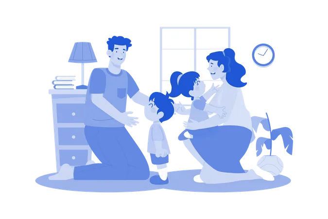 Stay-at-home parent juggling childcare and household tasks  Illustration