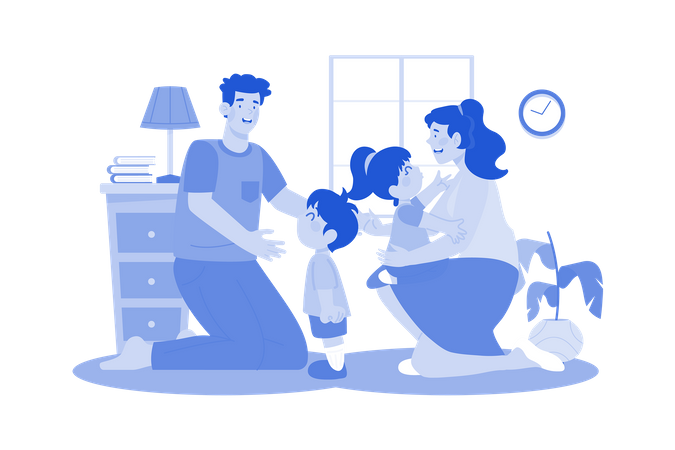 Stay-at-home parent juggling childcare and household tasks  イラスト