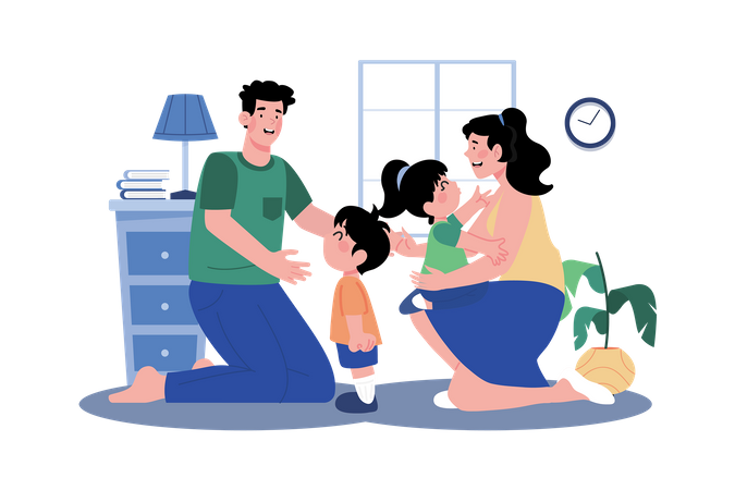 Stay-at-home parent juggling childcare, cooking, and household chores Illustration