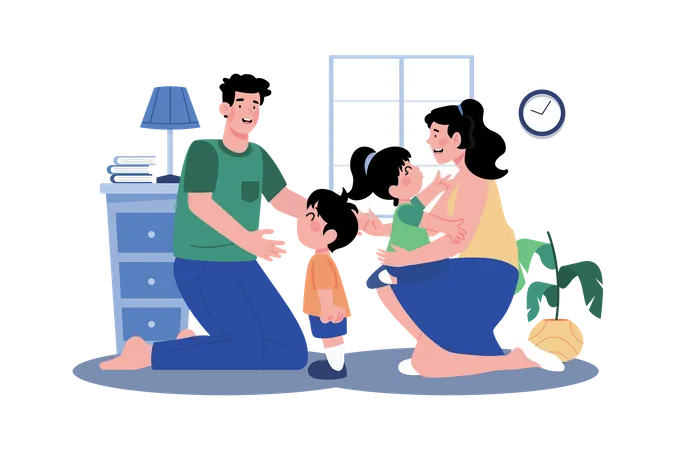 Stay-at-home parent juggling childcare, cooking, and household chores Illustration