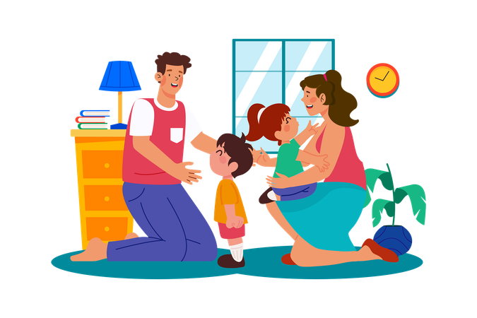 Stay-at-home parent juggling childcare, cooking, and household chores  Illustration