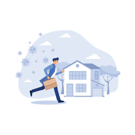 Stay home in COVID-19 coronavirus outbreak  イラスト