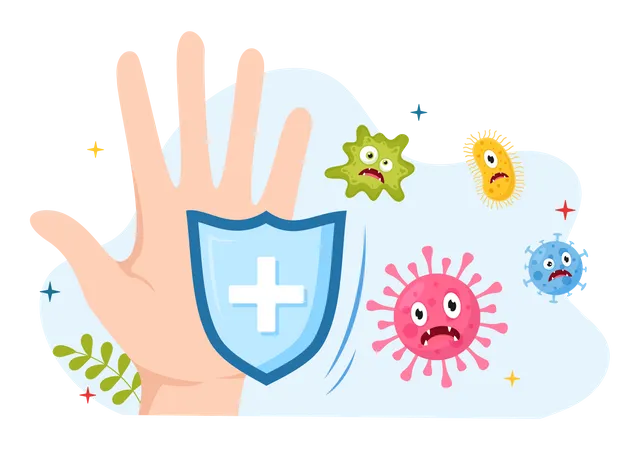 Antibacterial Illustration With Washing Hands Virus Infection And Microbes Bacterias Control In Hygiene Healthcare Flat Cartoon Hand Drawn Templates Illustration