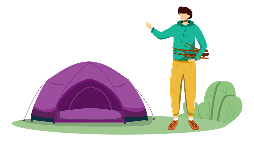 Staying In Tent Illustration