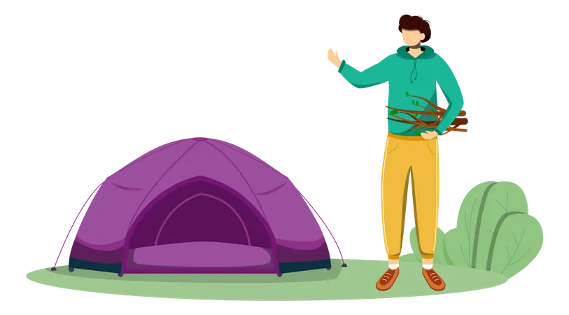 Staying In Tent Illustration