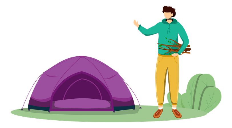 Staying In Tent  Illustration