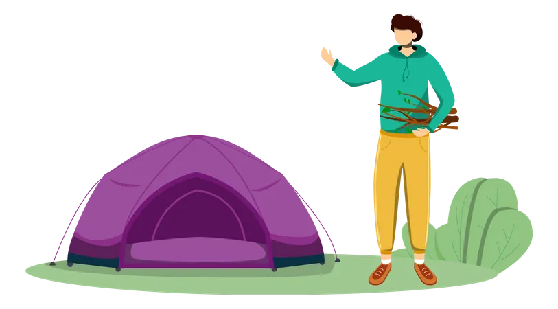 Staying In Tent  Illustration