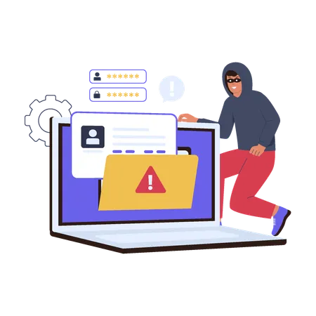 Stealing Data Account Illustration Concept Hacker Attack Vector Flat Illustration Illustration