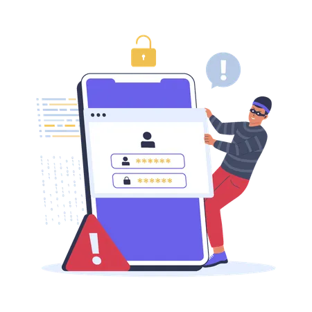 Stealing Data Account Illustration Concept Hacker Attack Vector Flat Illustration Illustration