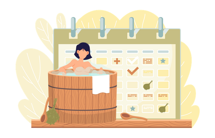 Steam bath schedule Illustration