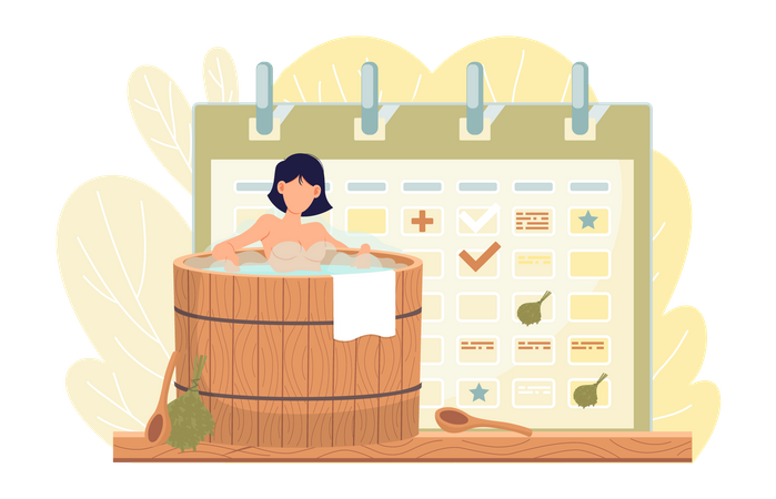 Steam bath schedule  Illustration