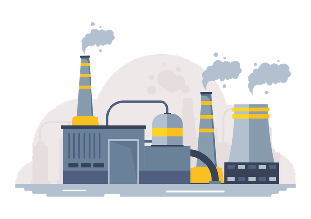 Steel manufacturing plant is emitting smoke  Illustration