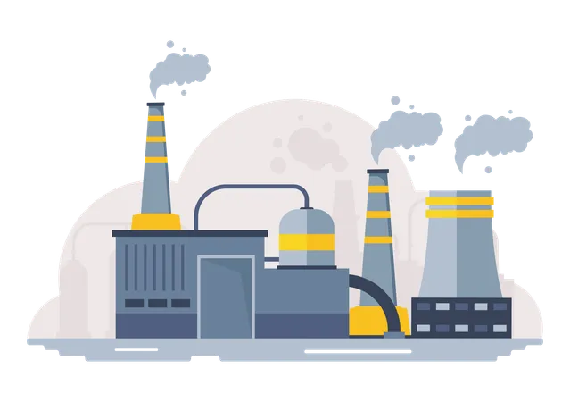 Steel manufacturing plant is emitting smoke  Illustration