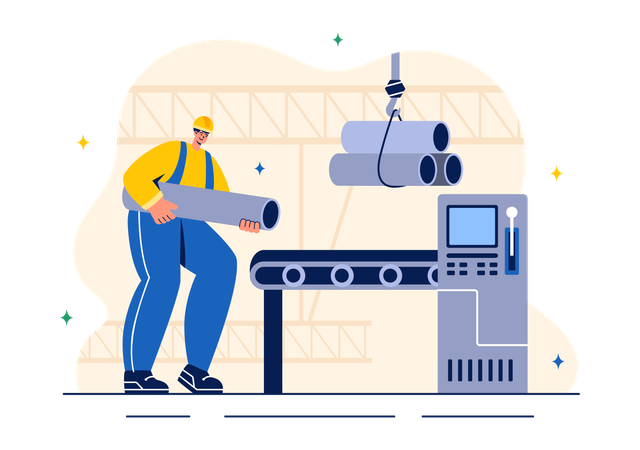 Steelworker working in factory  Illustration