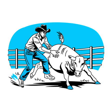 Steer Wrestling  Illustration