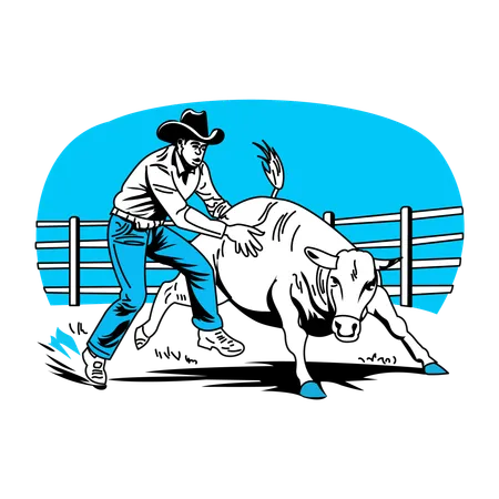 Steer Wrestling  Illustration